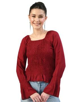 ribbed square-neck top