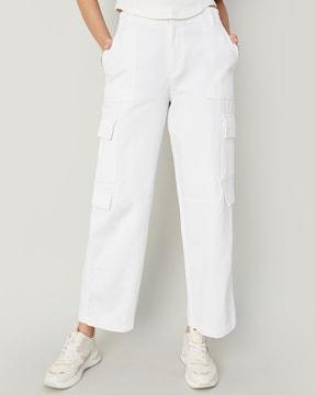 ribbed straight fit cargo pants