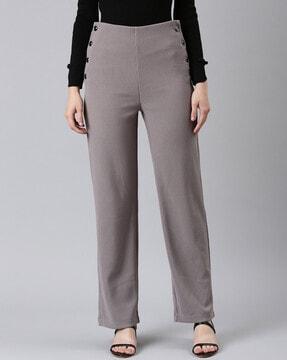 ribbed straight fit flat-front trousers