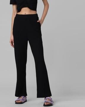 ribbed straight fit trousers