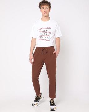 ribbed straight track pants with insert pockets