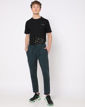 ribbed straight track pants with insert pockets