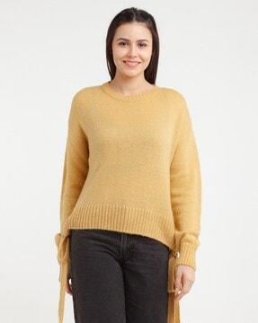 ribbed sweater with drop-shoulder sleeves