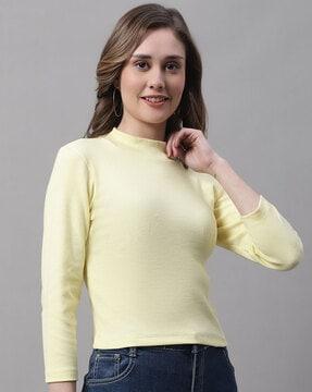 ribbed top with 3/4th sleeves