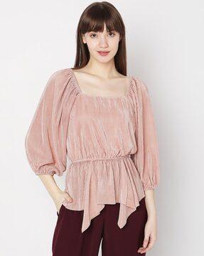 ribbed top with 3/4th sleeves