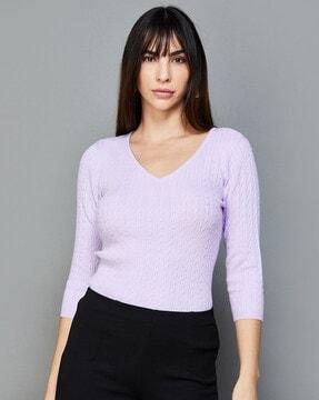 ribbed top with 3/4th sleeves