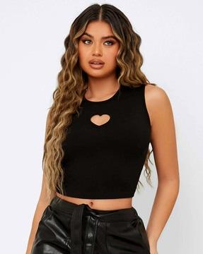 ribbed top with front cutout