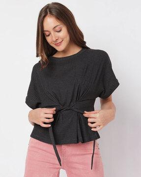 ribbed top with tie-up