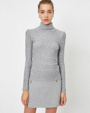 ribbed turtle-neck pullover