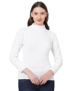 ribbed turtle-neck sweatshirt