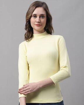 ribbed turtle-neck top