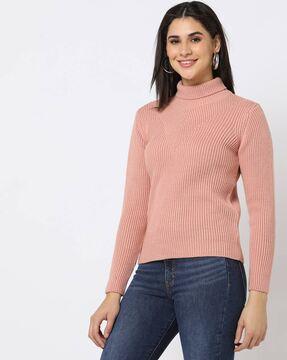 ribbed turtleneck pullover