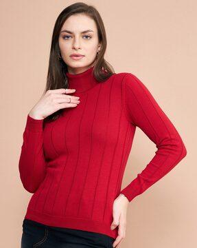 ribbed turtleneck pullover