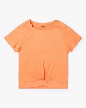 ribbed twist-front crew-neck t-shirt