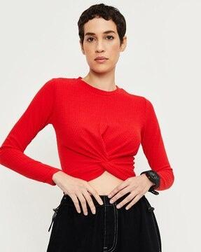 ribbed twist-knot crop top