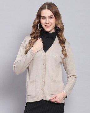 ribbed v-neck cardigan