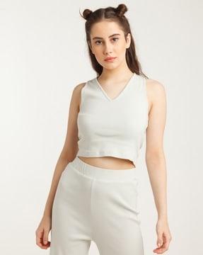 ribbed v-neck crop top