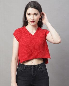 ribbed v-neck pullover