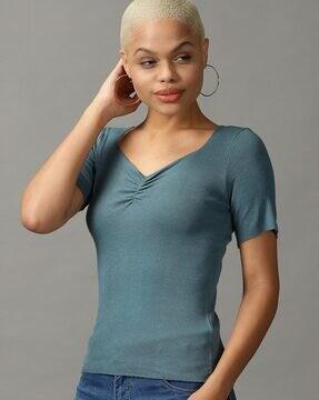 ribbed v-neck top