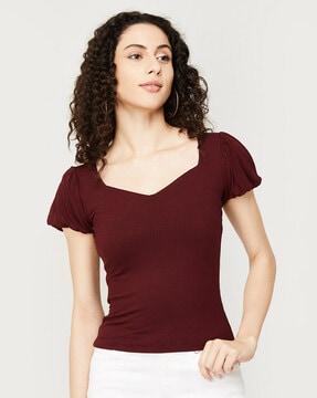 ribbed v-neck top