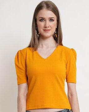 ribbed v-neck top