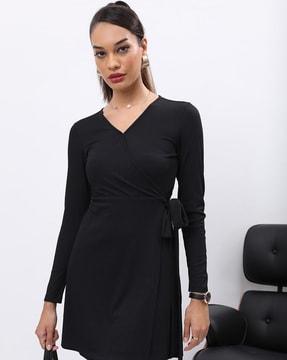 ribbed wrap dress