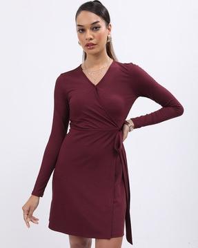 ribbed wrap dress