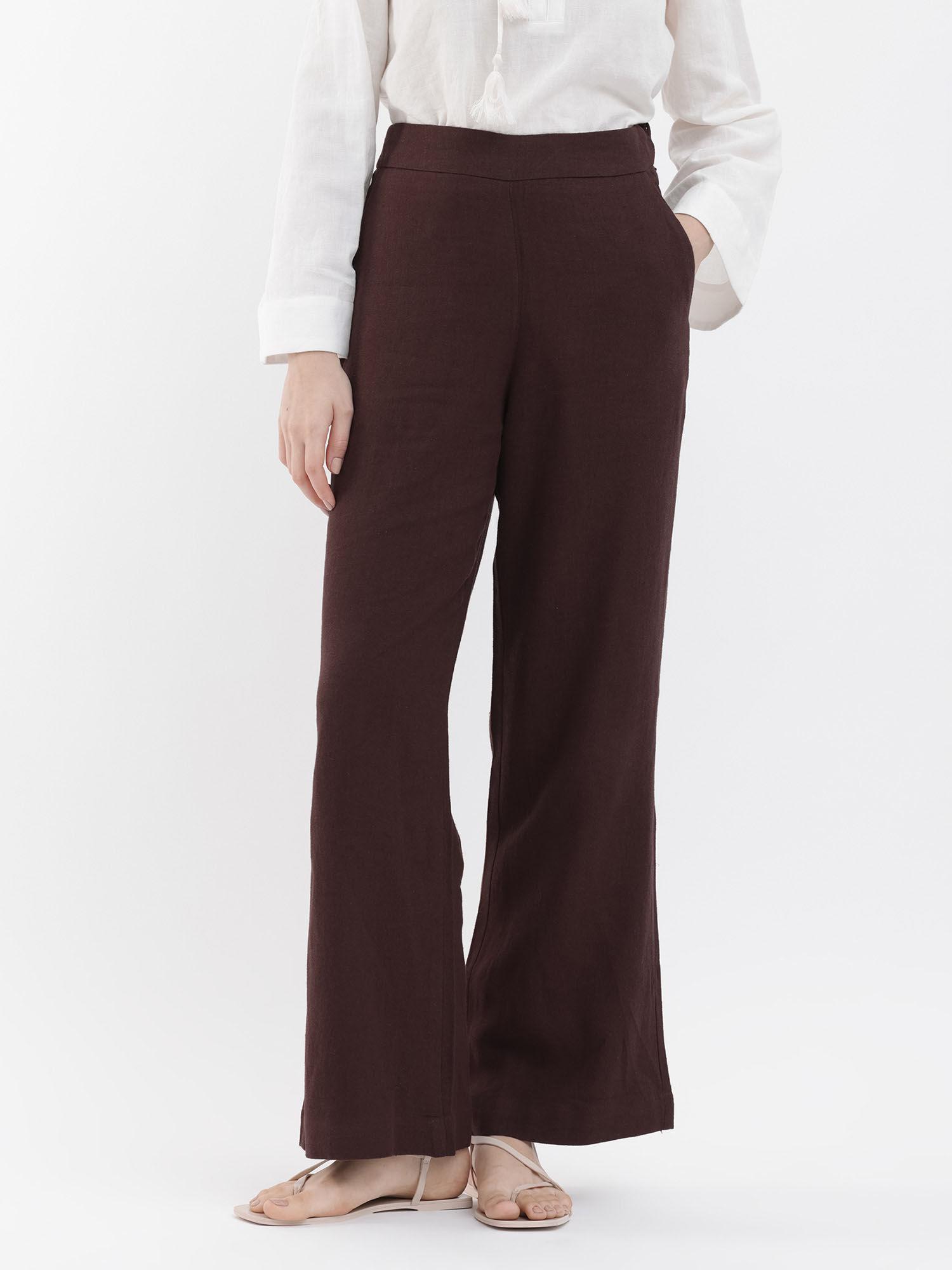 rica brown solid trouser