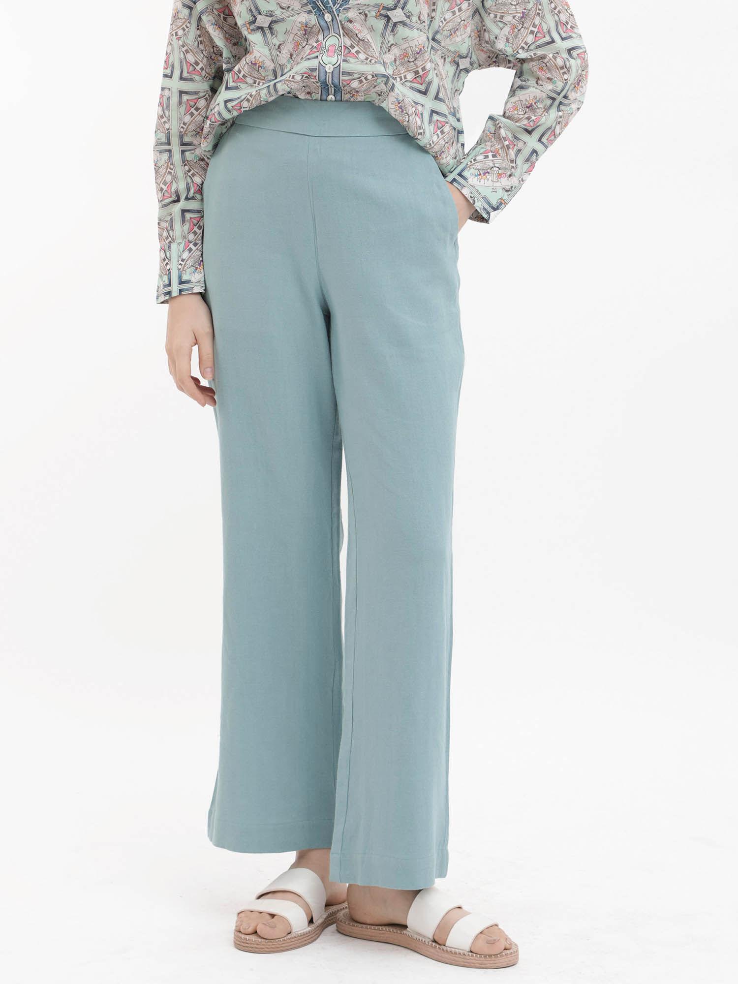 rica pastel blue solid trouser