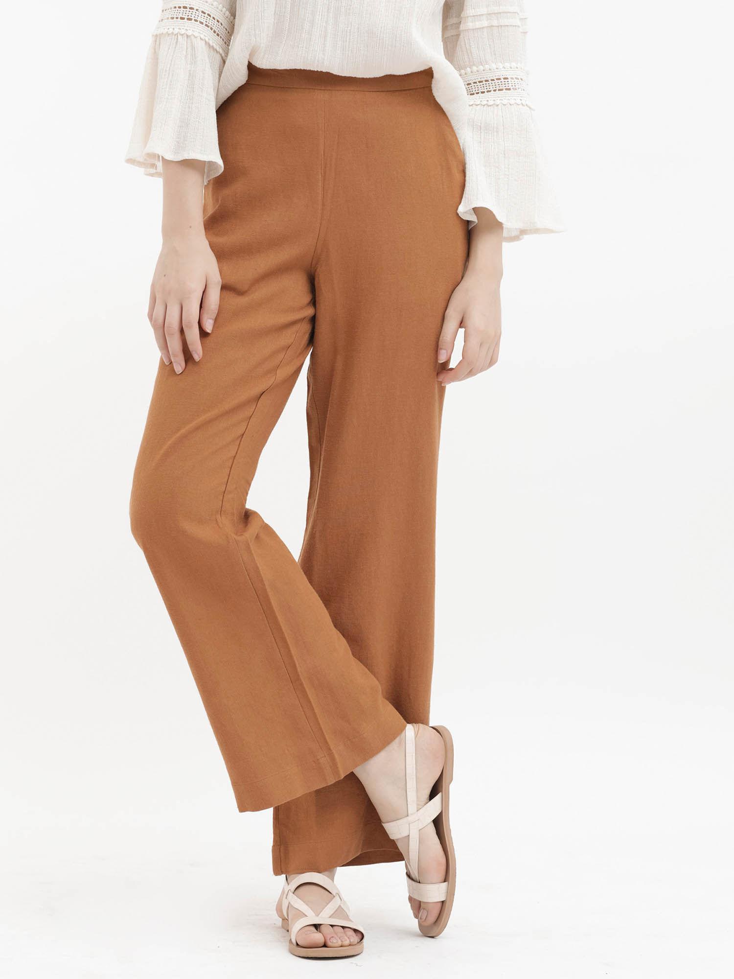 rica pastel brown solid trouser