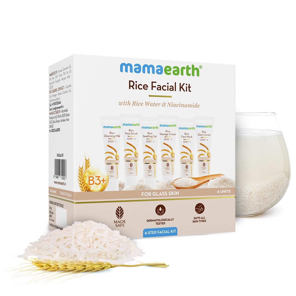 rice facial kit with rice water & niacinamide for glass skin - 60 g