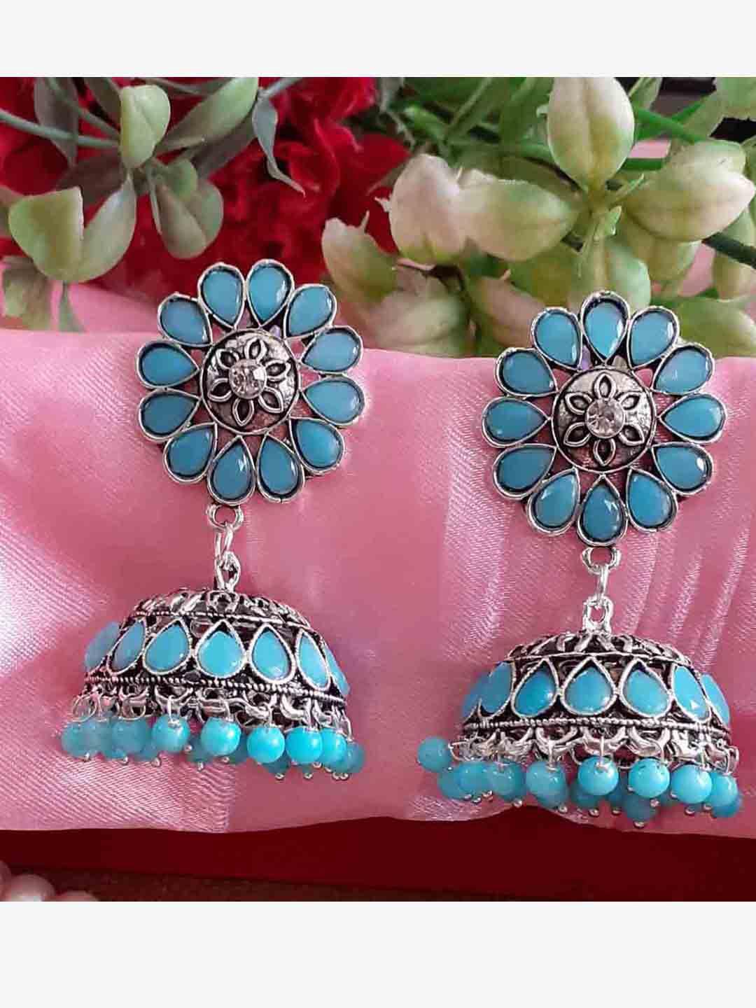 rich and famous multicoloured contemporary jhumkas earrings