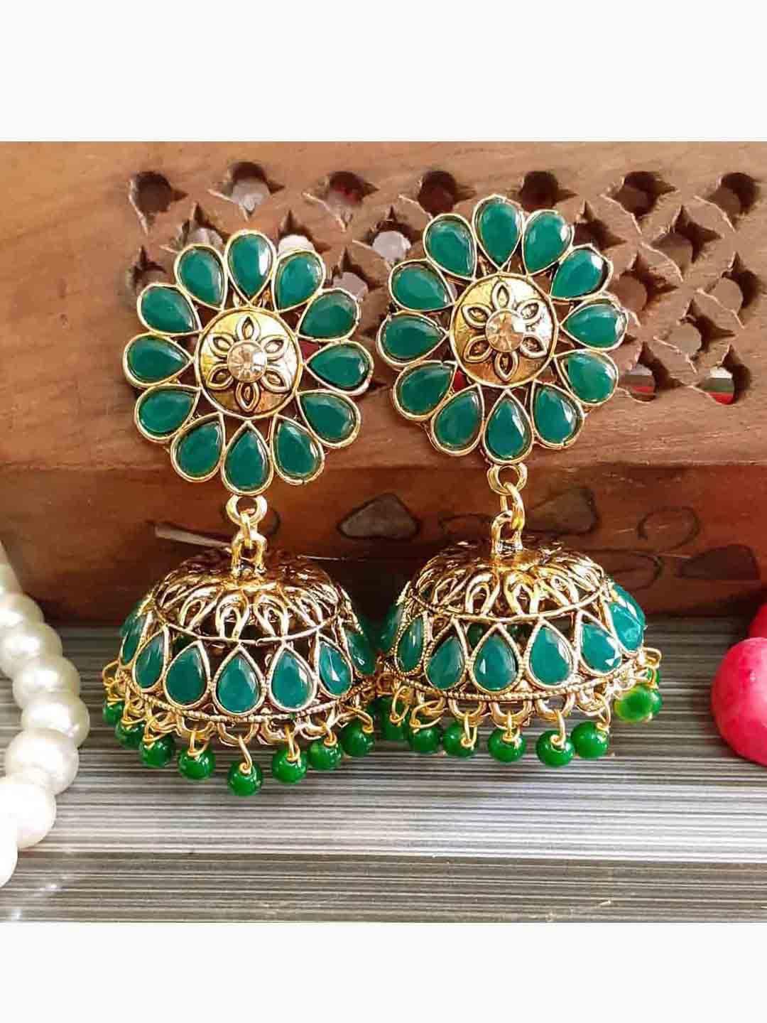 rich and famous multicoloured contemporary jhumkas earrings