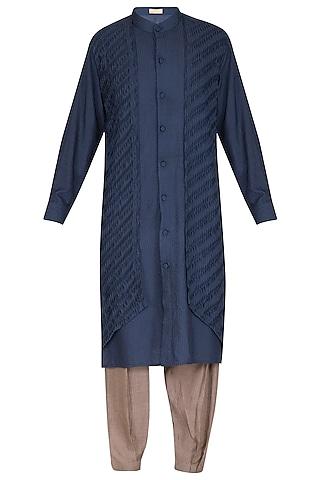 rich blue printed kurta set