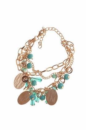 rich look sea green beads gold plated bracelet