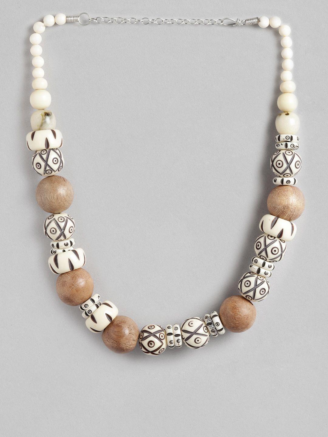 richeera beige & brown beaded necklace