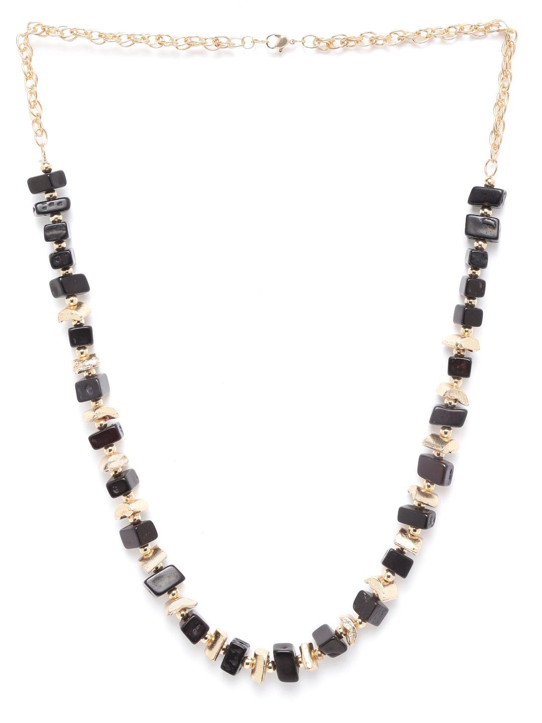 richeera black gold-plated beaded necklace