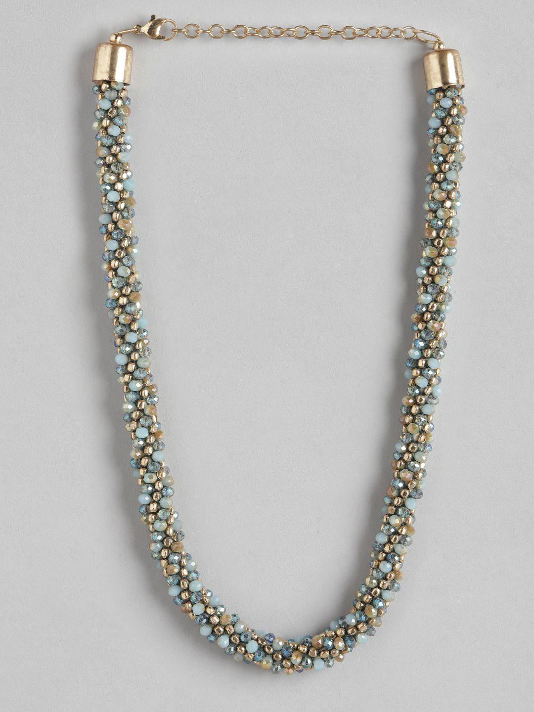 richeera blue & gold-toned gold-plated necklace