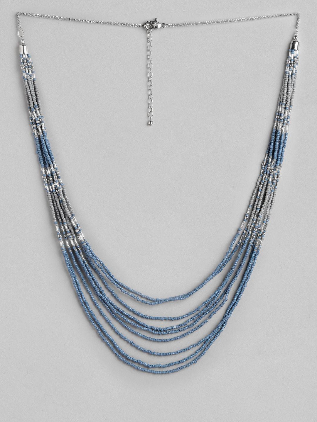 richeera blue & silver-toned layered necklace