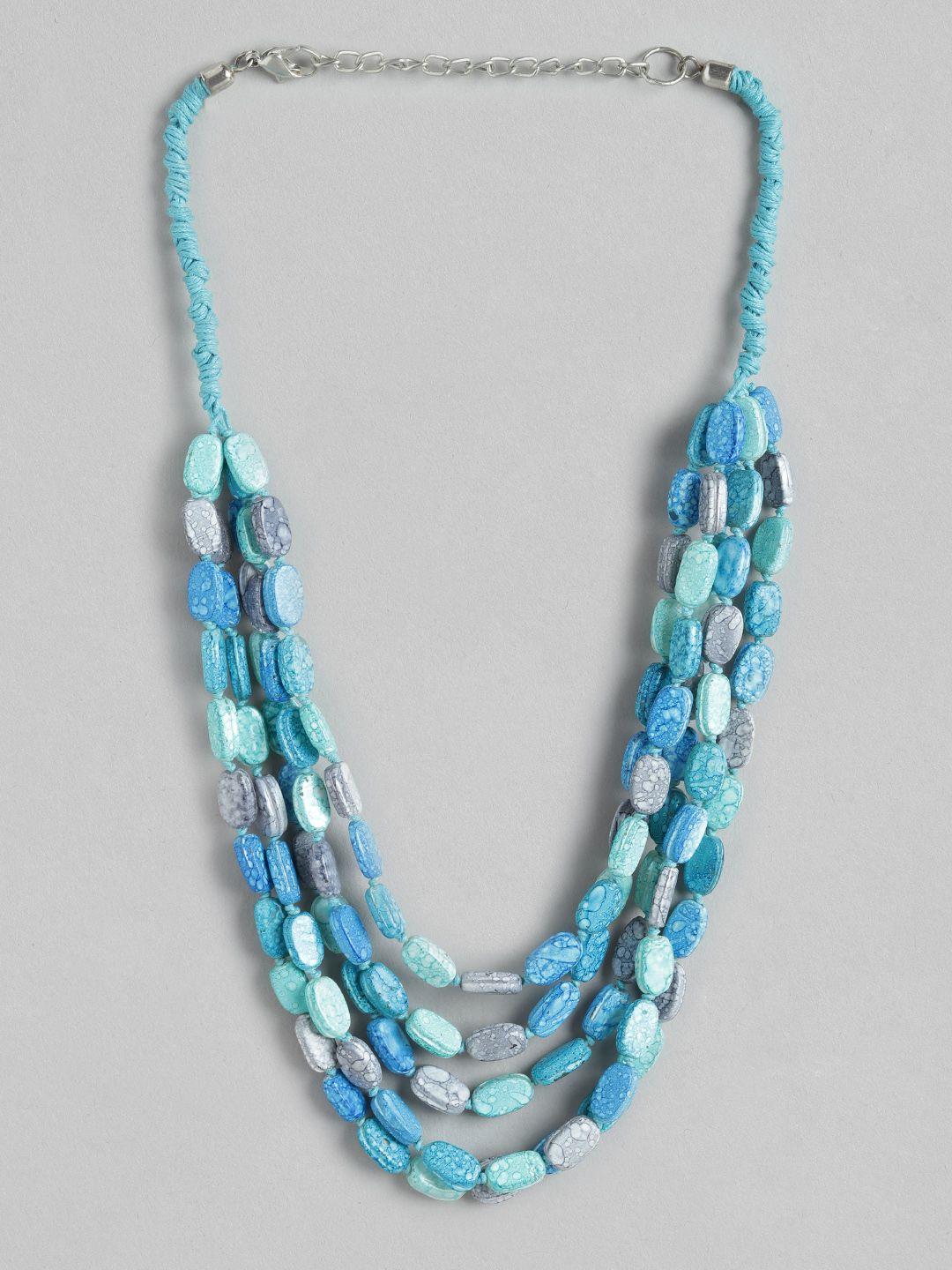 richeera blue  artificial beads layered necklace