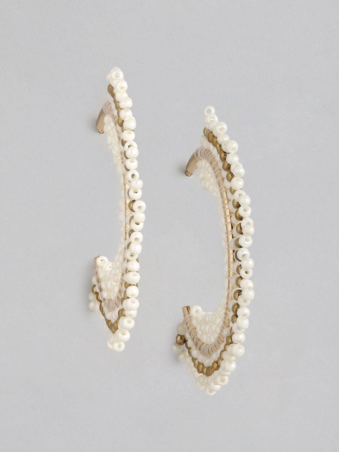 richeera gold-plated beaded circular half hoop earrings