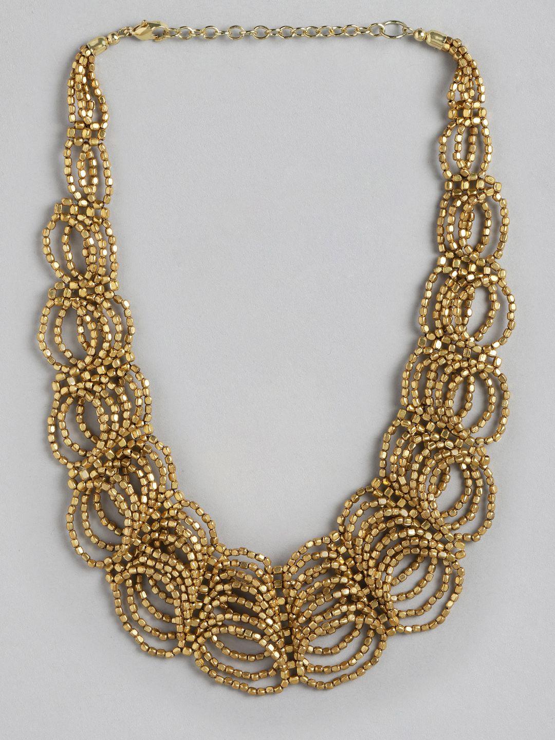 richeera gold-plated beaded multi-layered statement necklace