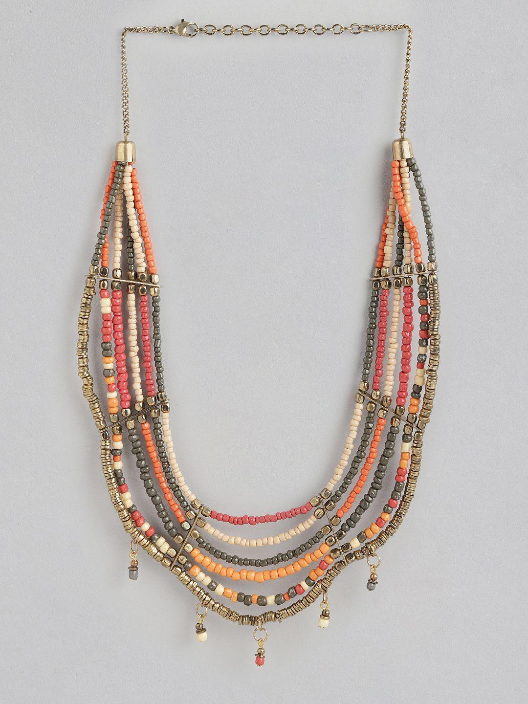 richeera gold-plated beaded multi-layered statement necklace