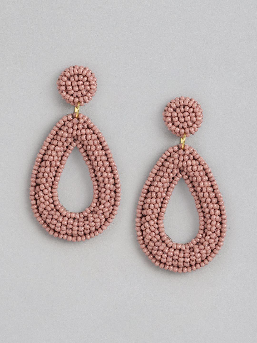 richeera gold-plated teardrop shaped drop earrings