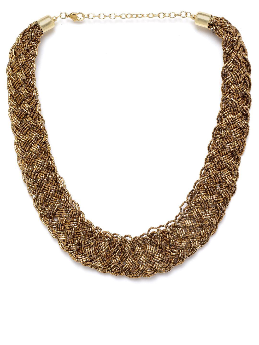 richeera gold-toned beaded braided necklace