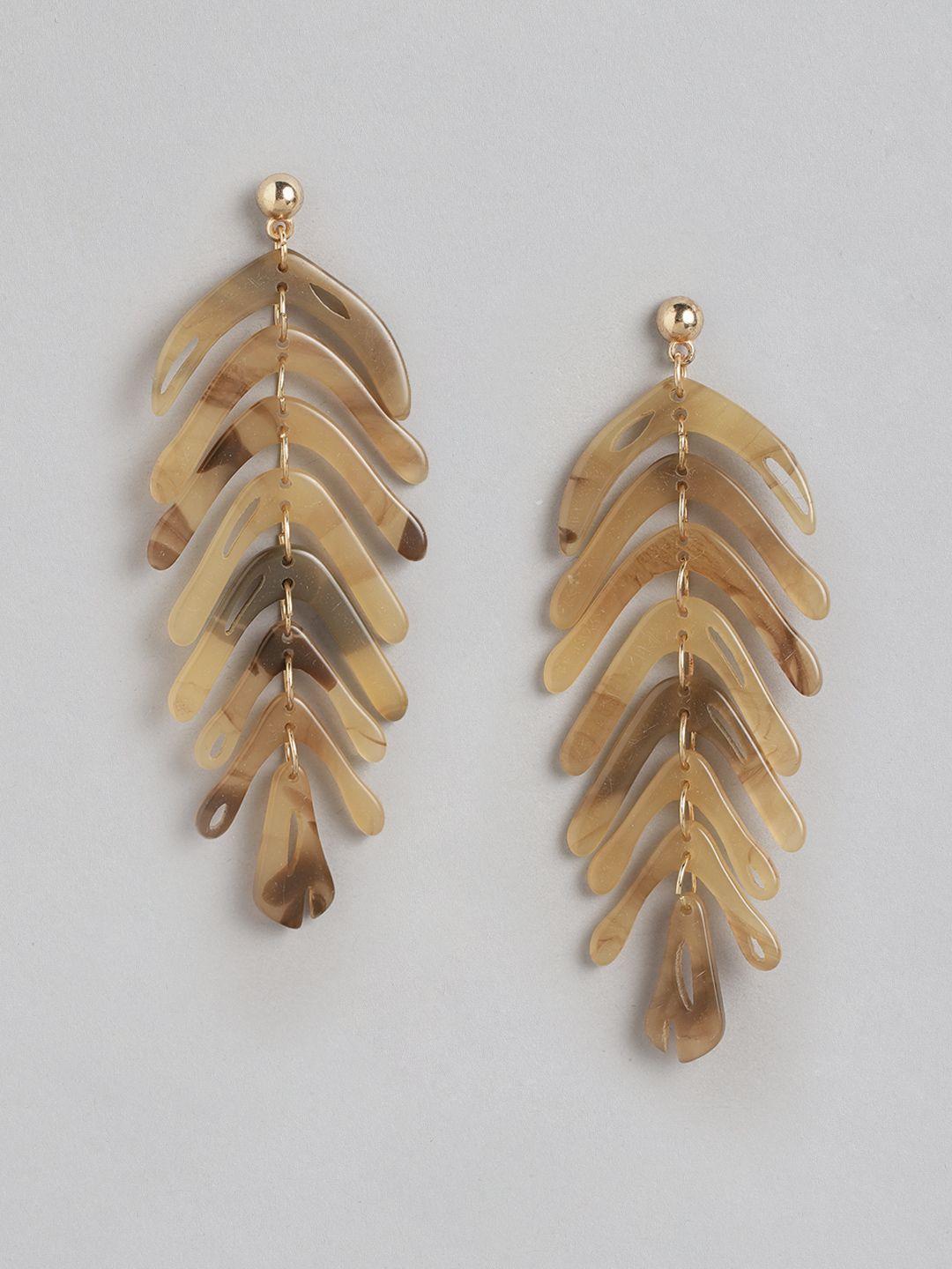 richeera leaf shaped beaded drop earrings