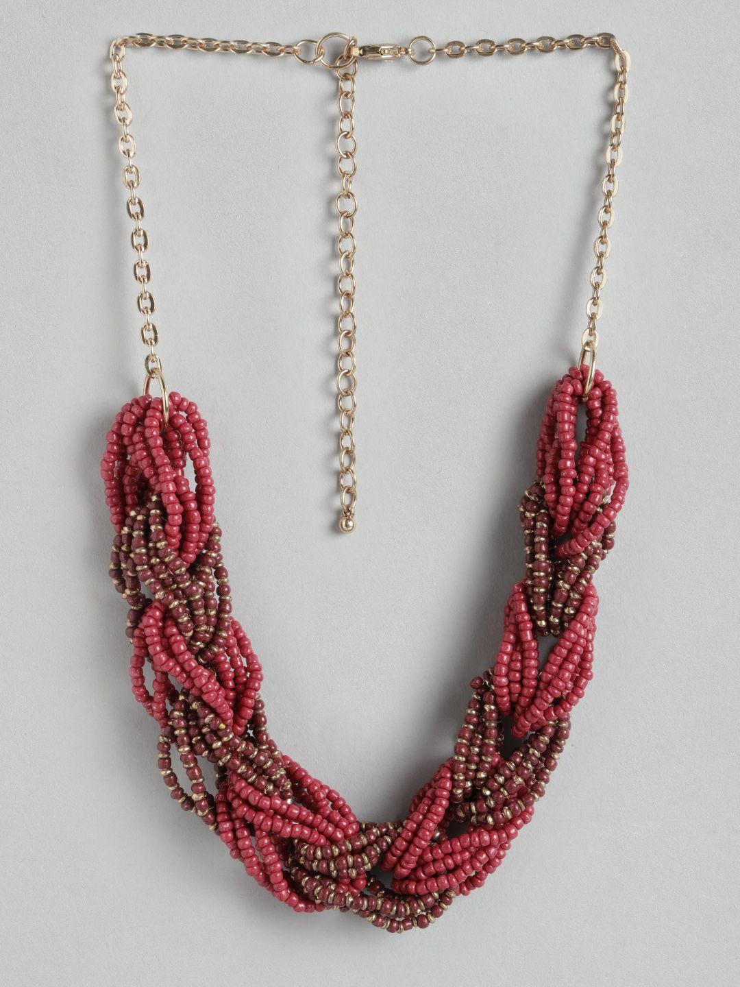 richeera pink & brown beaded statement necklace