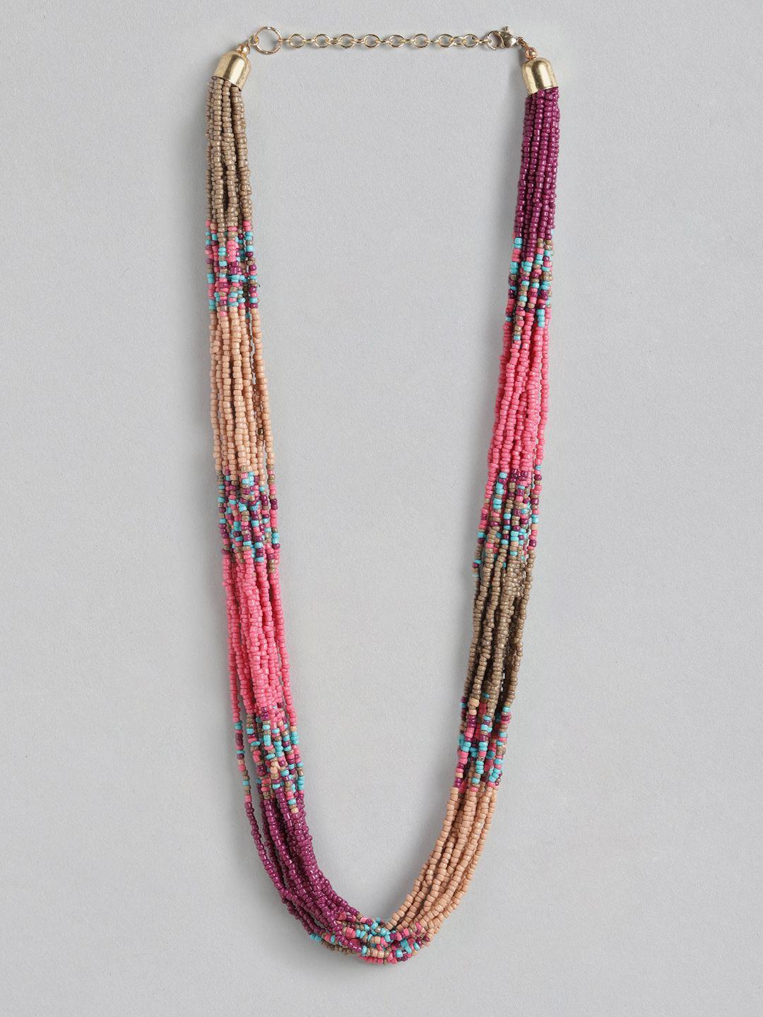 richeera pink & purple beaded statement necklace