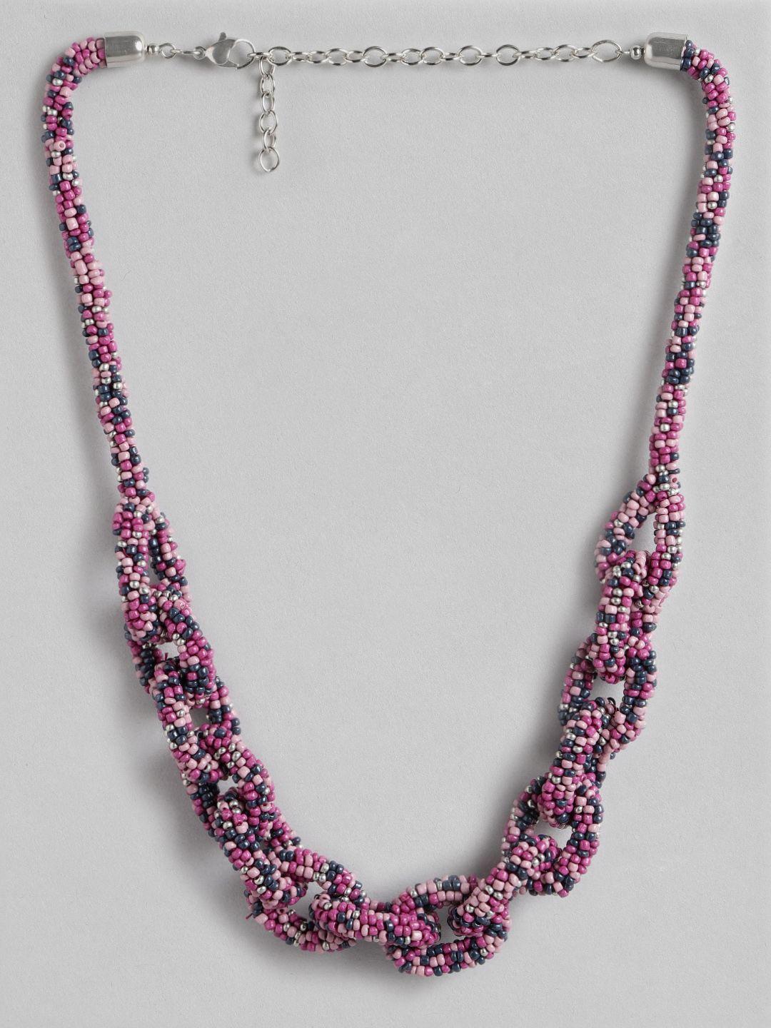 richeera purple & blue beaded layered necklace