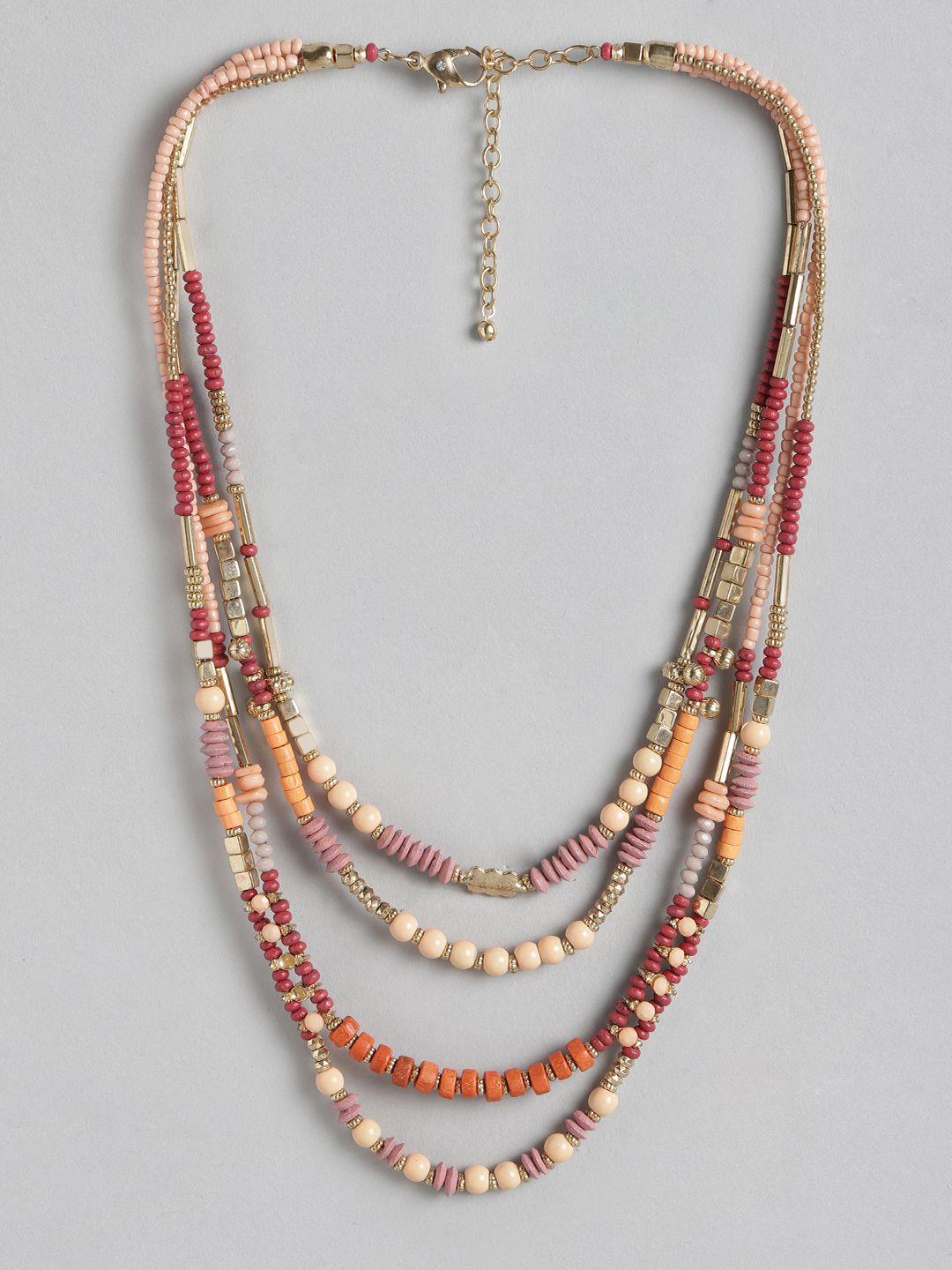 richeera red & gold-toned layered necklace